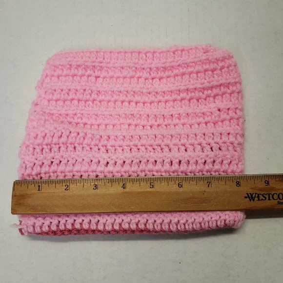 Girls Kids Pink Crochet Unique Handmade Hoodie with Mask | Facemask - Picture 4 of 7